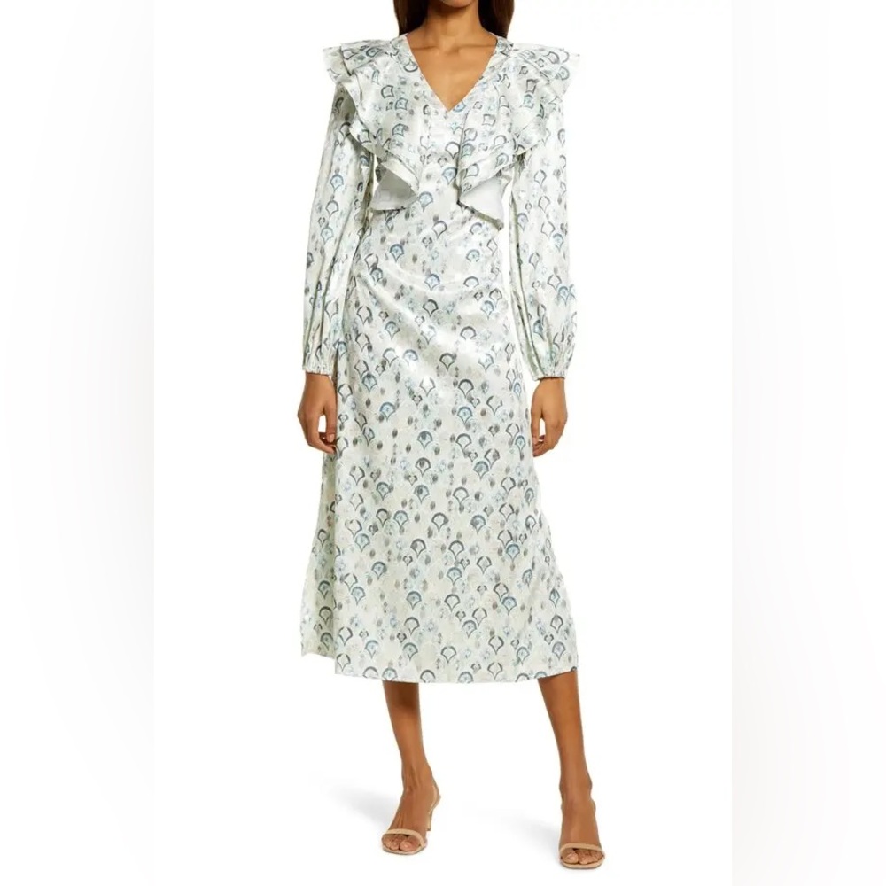 Never Fully Dressed Happy Marble Long Sleeve Dress